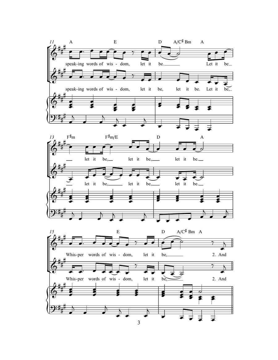 Let It Be (arr. Rick Hein) 2-Part scores gallery preview page 3