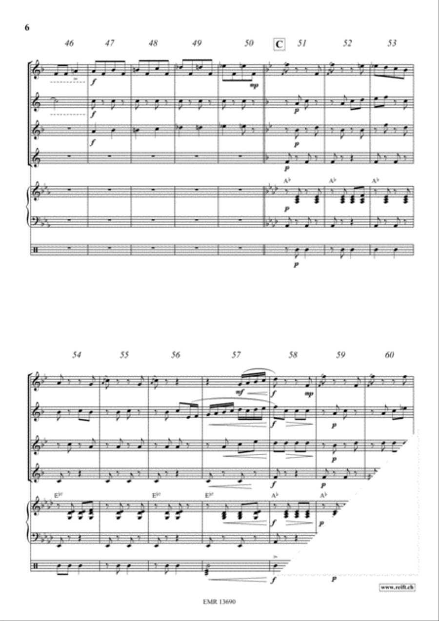 Tritsch-Tratsch Polka Saxophone Quartet scores gallery preview page 6