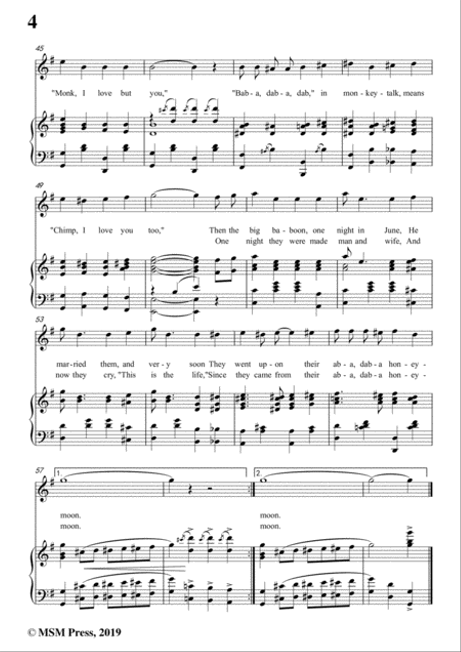 Walter Donaldson-Aba Daba Honeymoon,in G Major,for Voice&Piano Voice scores gallery preview page 6