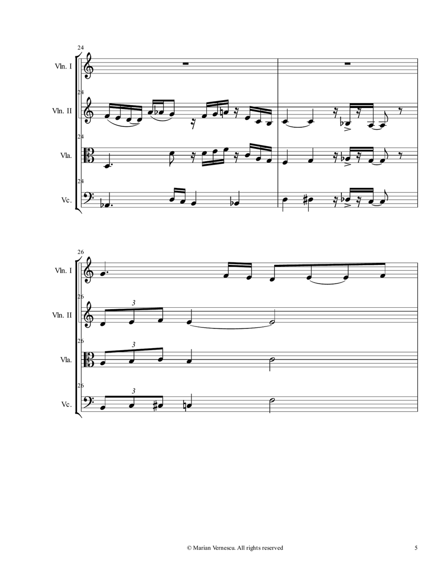 Mocirita cu trifoi, Romanian folk song String Quartet scores gallery preview page 5