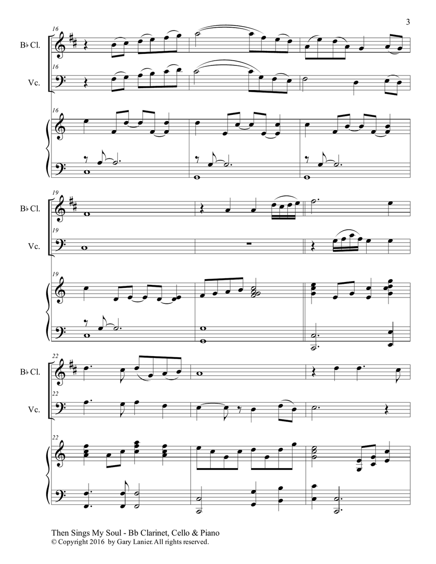 THEN SINGS MY SOUL (Trio – Bb Clarinet & Cello with Piano and Parts) B-Flat Clarinet scores gallery preview page 4