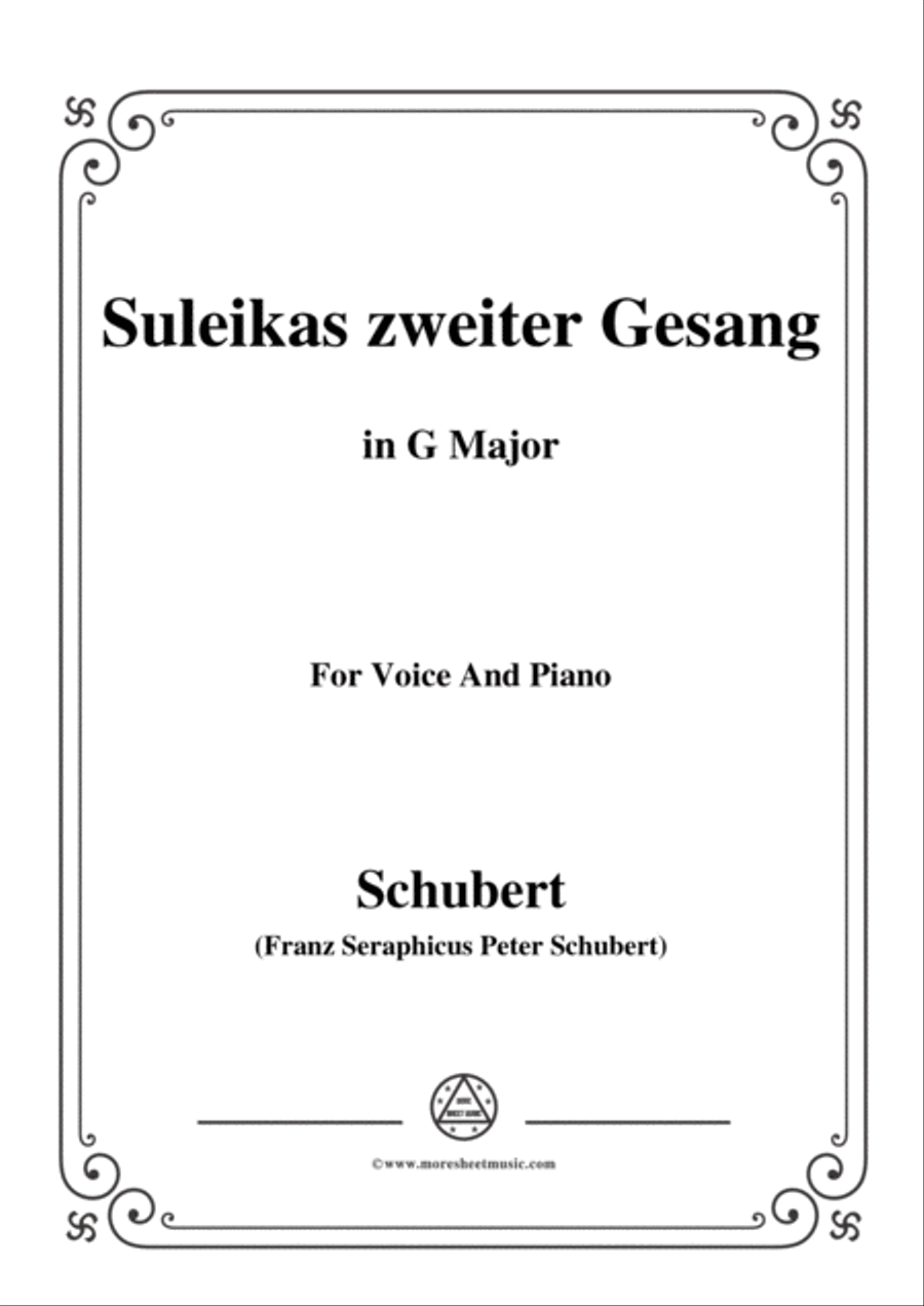 Schubert-Suleikas zweiter Gesang in G Major,for voice and piano Voice Solo scores gallery preview page 1