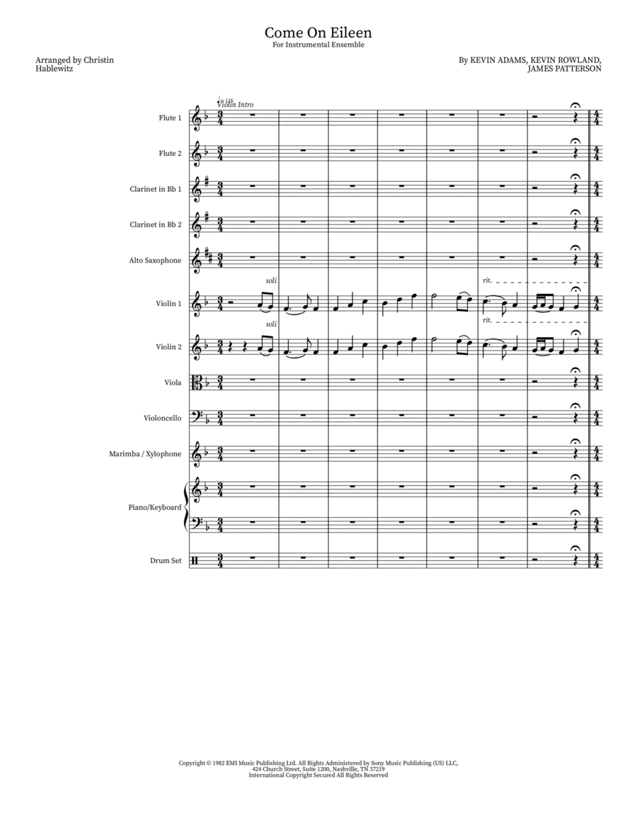 Come On Eileen Come On Eileen Large Ensemble scores gallery preview page 1