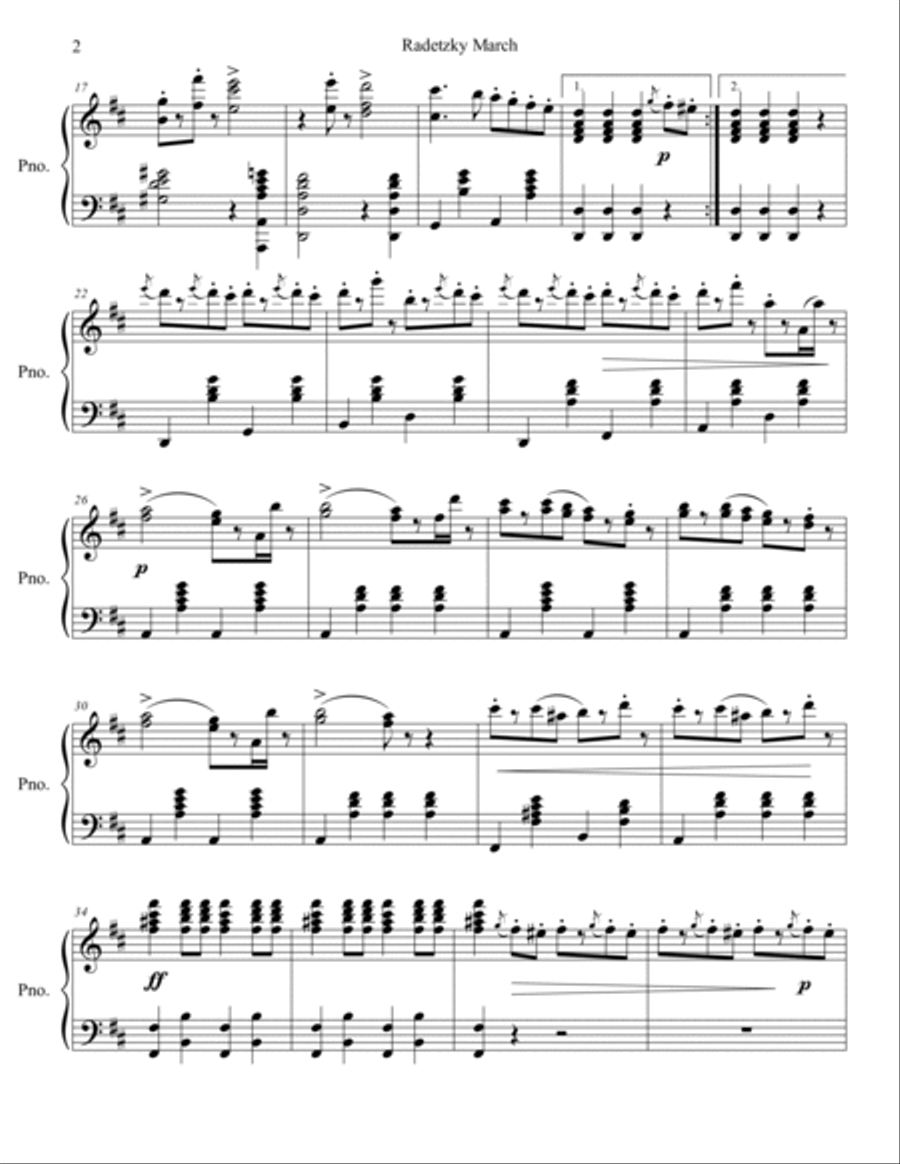 Radetzky March Piano Solo scores gallery preview page 3