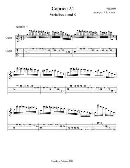 Paganini Caprice 24 Variation 4 and Variation 5 for Guitar image number null