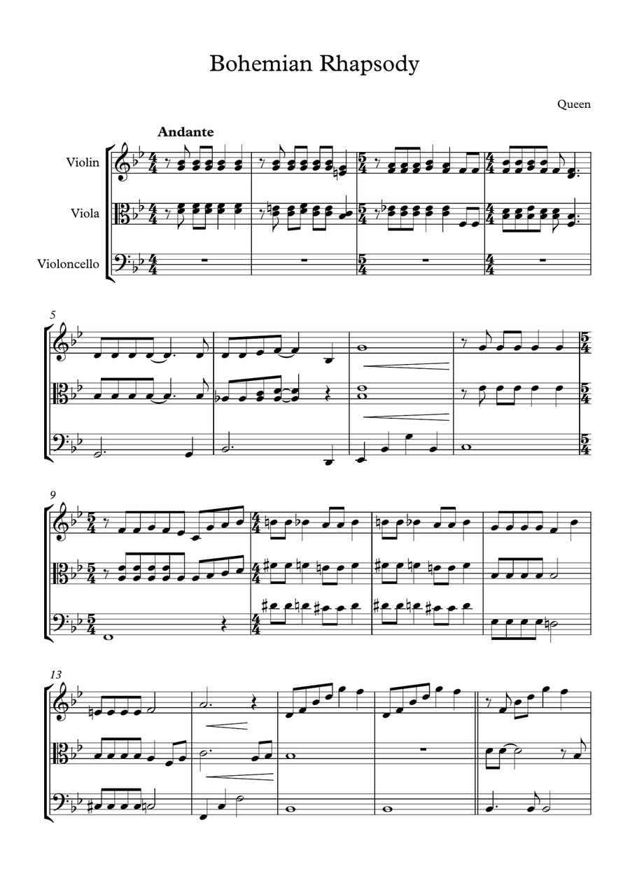 Bohemian Rhapsody String Trio scores gallery preview page 1