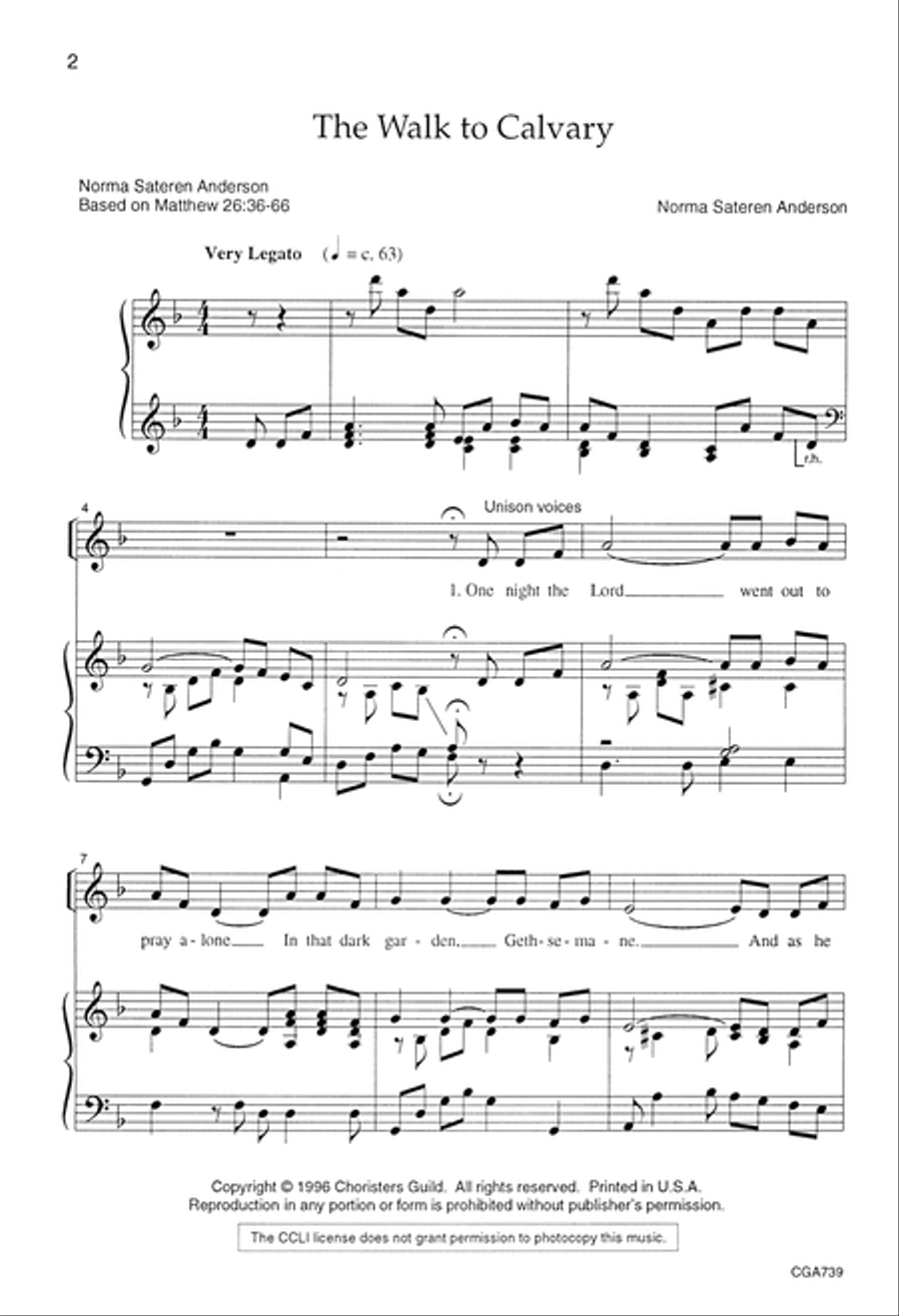 The Walk to Calvary Unison Choir scores gallery preview page 2