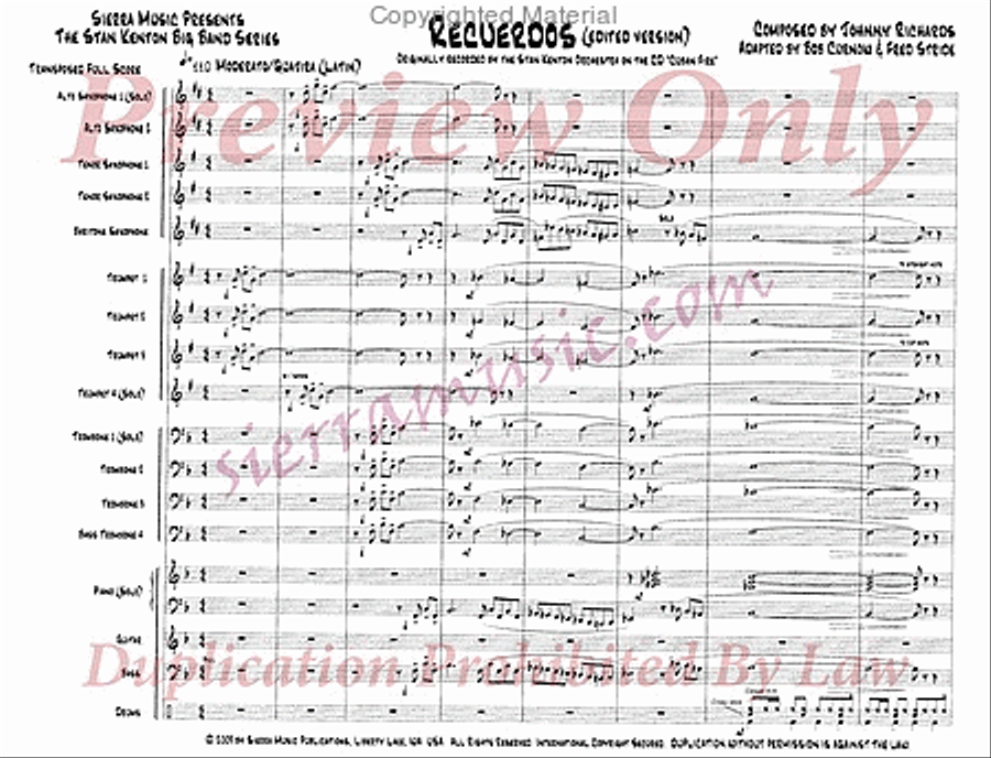 Recuerdos (Edited) Jazz Ensemble scores gallery preview page 2