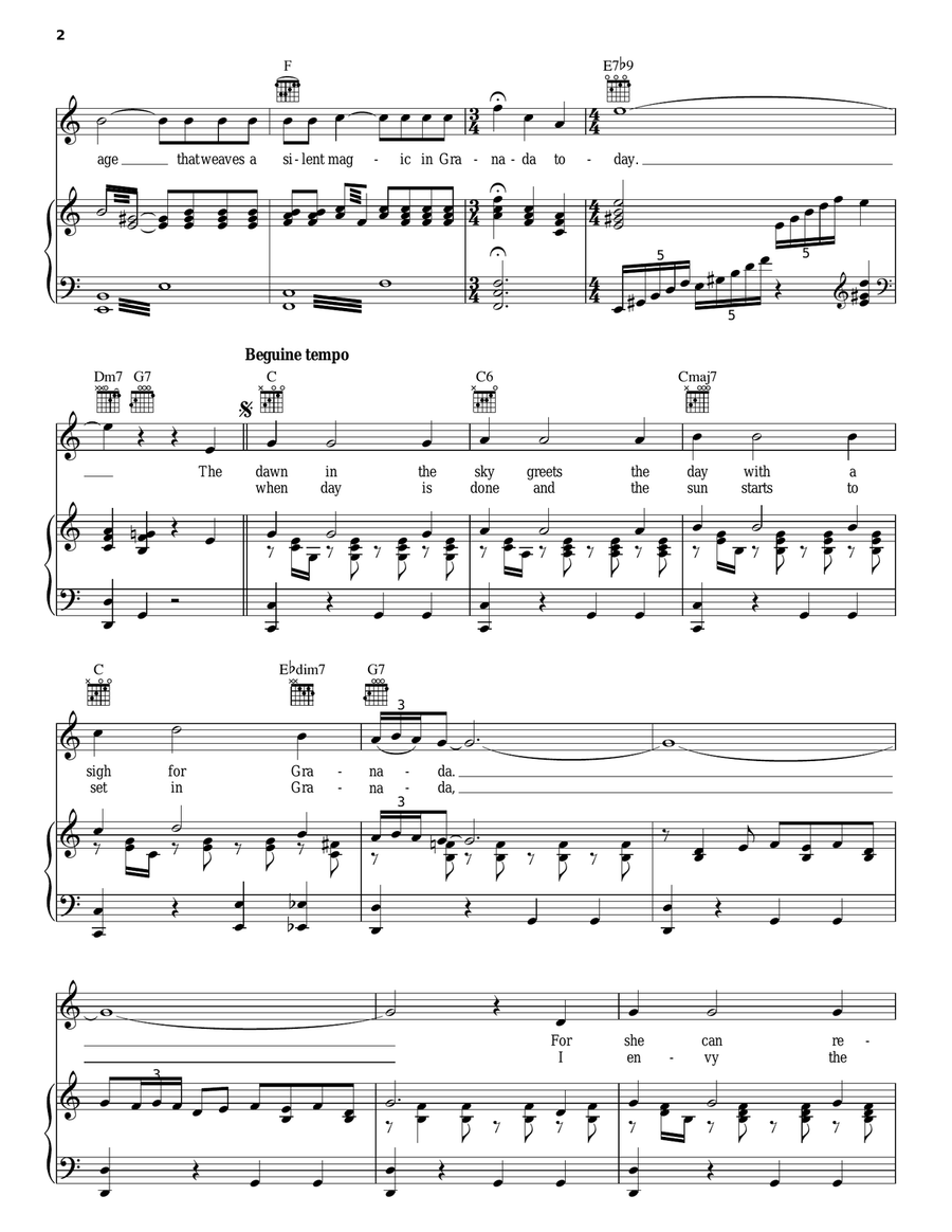 Granada Granada Piano, Vocal, Guitar scores gallery preview page 2