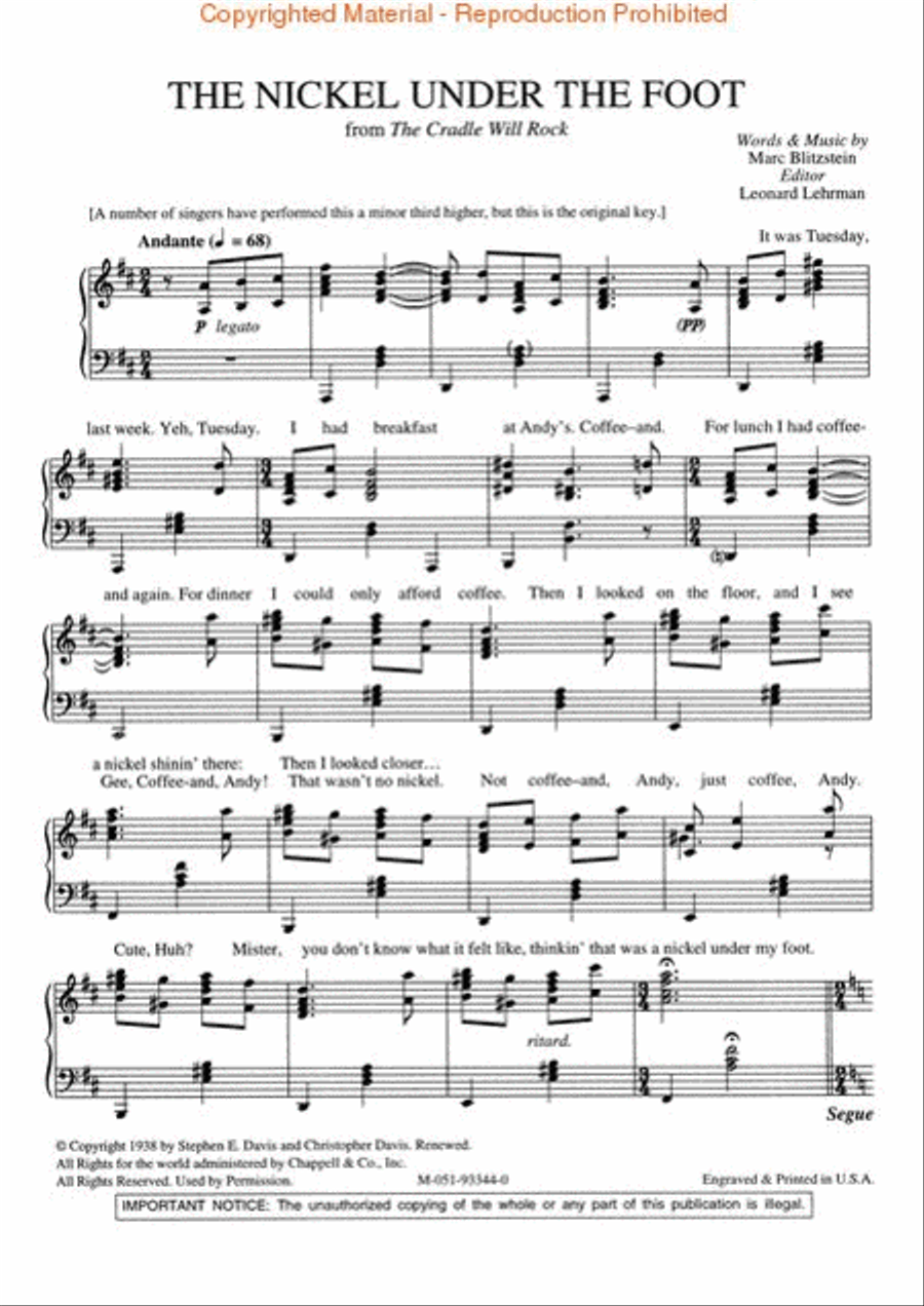 The Marc Blitzstein Songbook – Volume 1 Voice Solo scores gallery preview page 2
