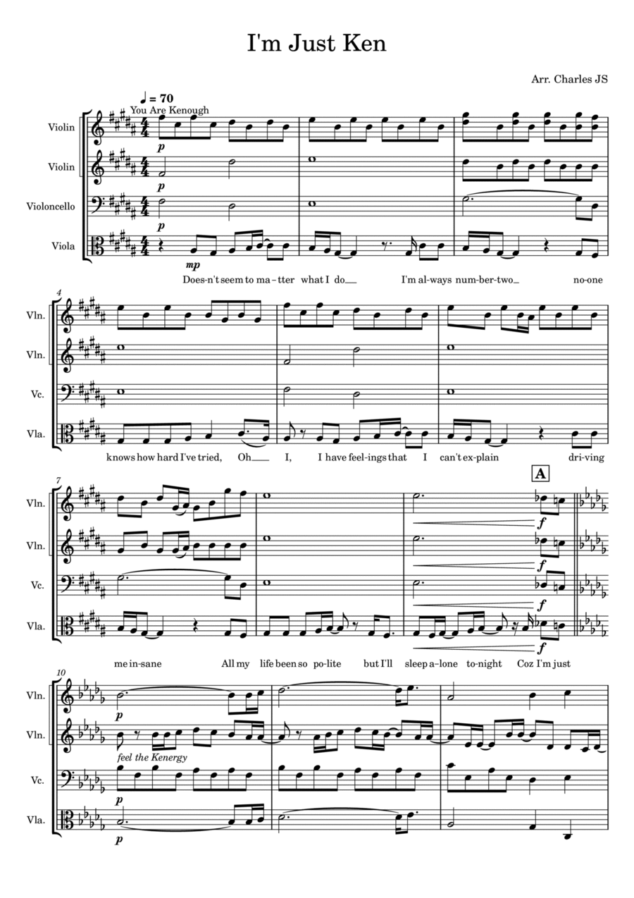 I'm Just Ken String Quartet scores gallery preview page 1