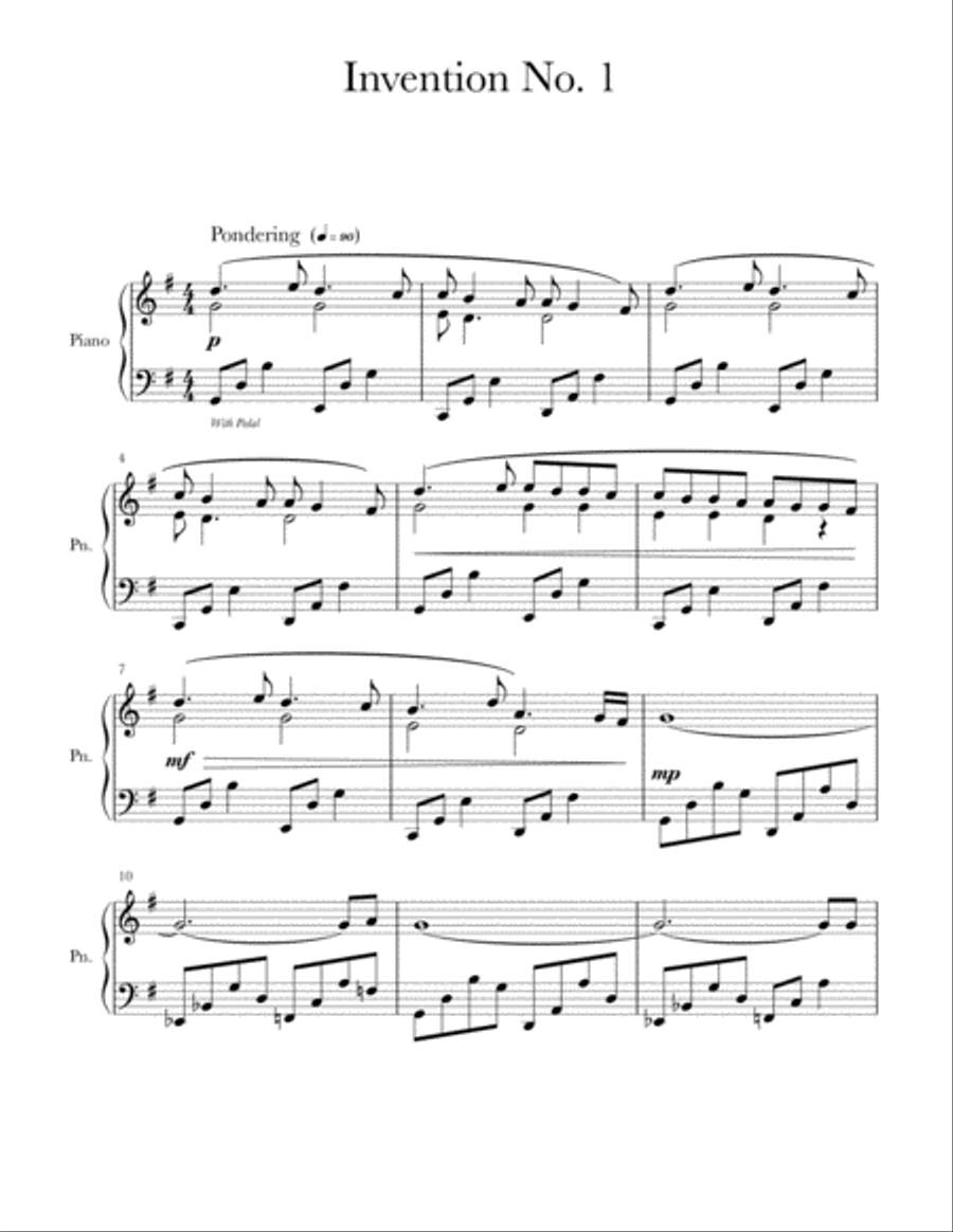 Invention No. 1 Piano Solo scores gallery preview page 4