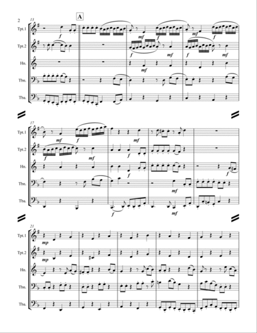 Handel - For Unto Us a Child is Born from Messiah (for Brass Quintet) Brass Quintet scores gallery preview page 3