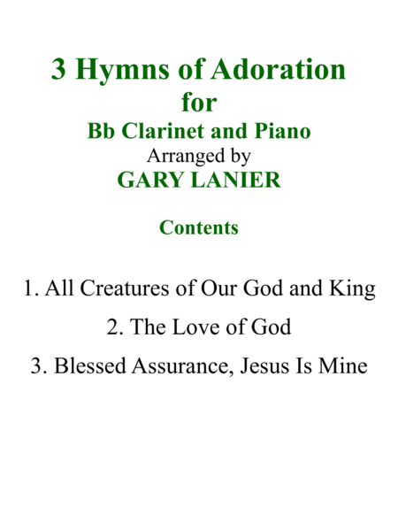 Gary Lanier: 3 HYMNS of ADORATION (Duets for Bb Clarinet & Piano) image number null
