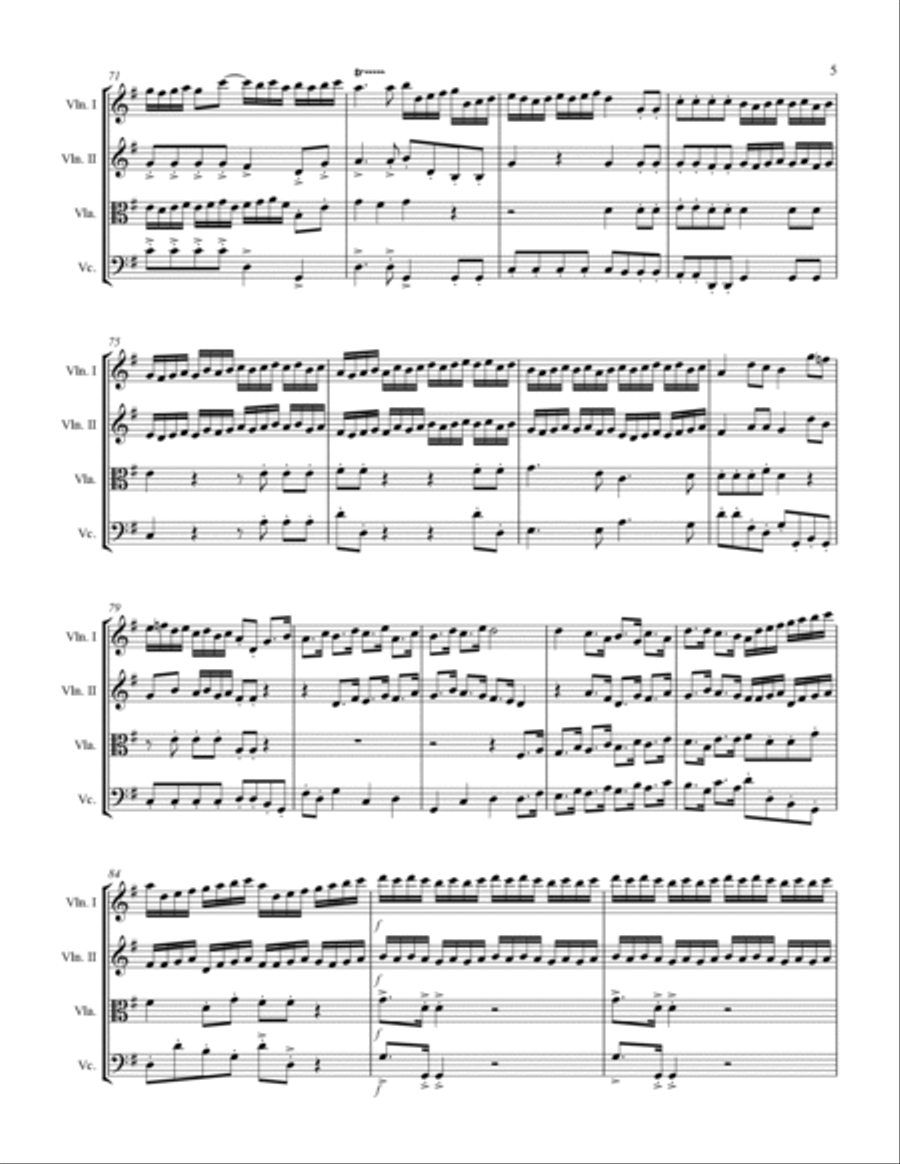 Handel - For Unto Us a Child is Born from Messiah (for String Quartet) String Quartet scores gallery preview page 6
