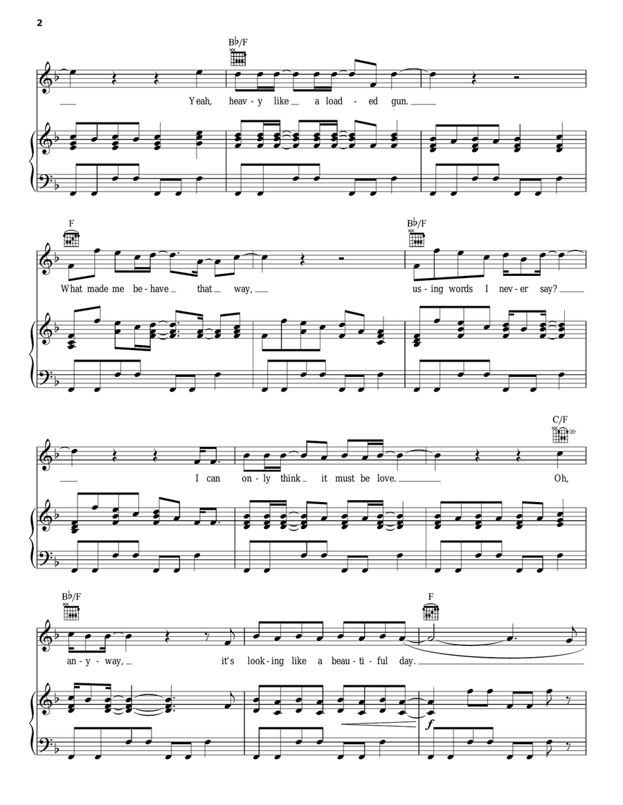 One Day Like This Piano, Vocal, Guitar scores gallery preview page 2
