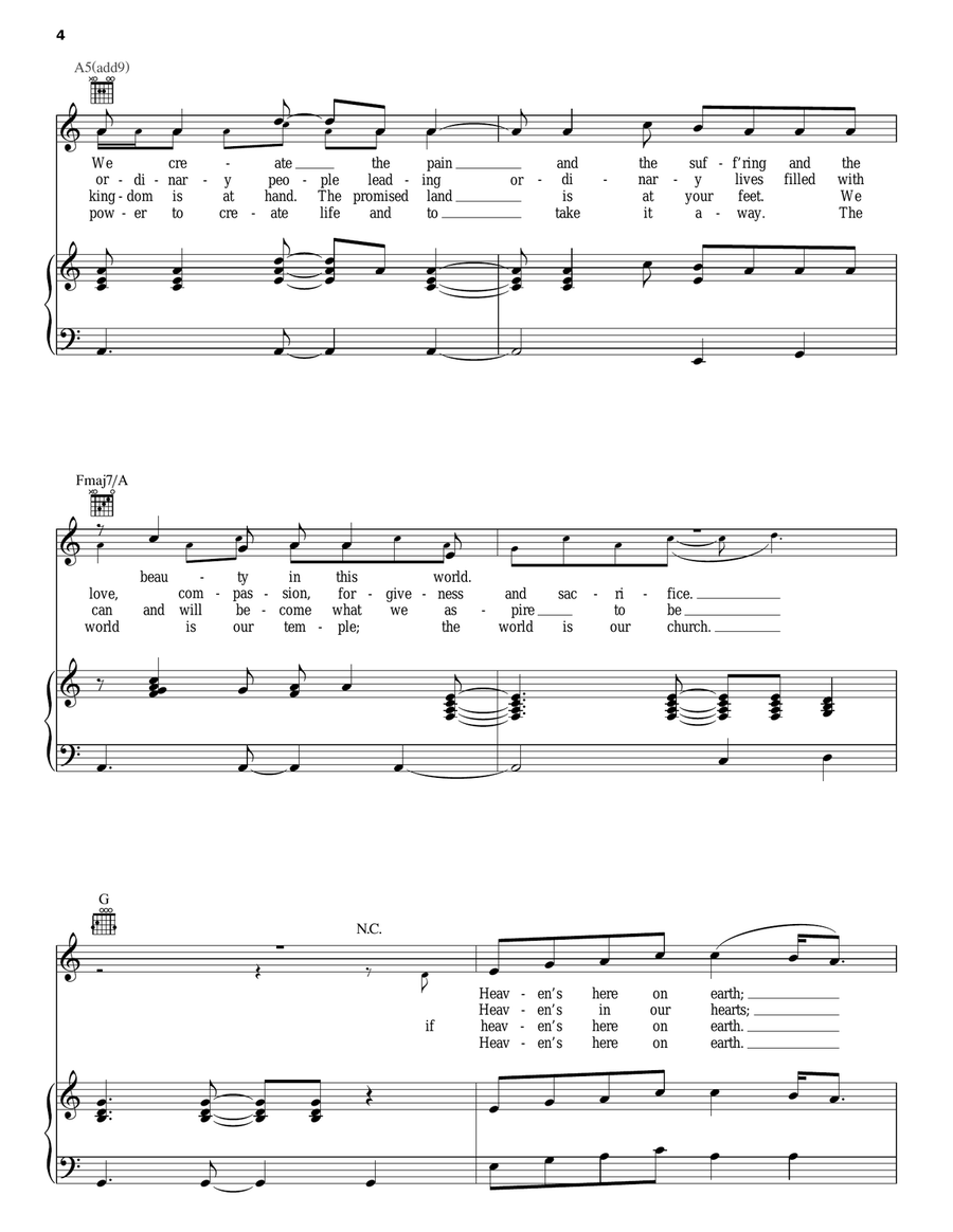Heaven's Here On Earth Piano, Vocal, Guitar scores gallery preview page 4