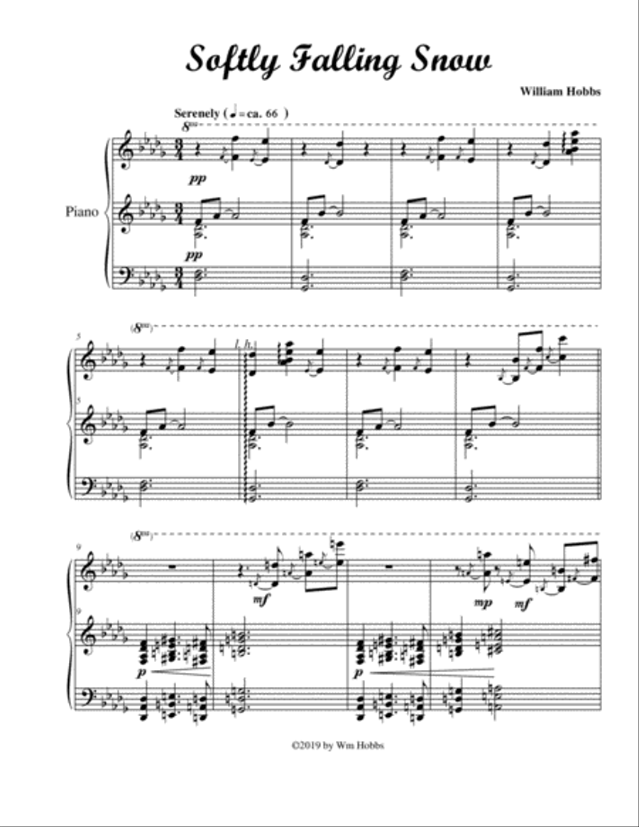 Softly Falling Snow Piano Solo scores gallery preview page 2