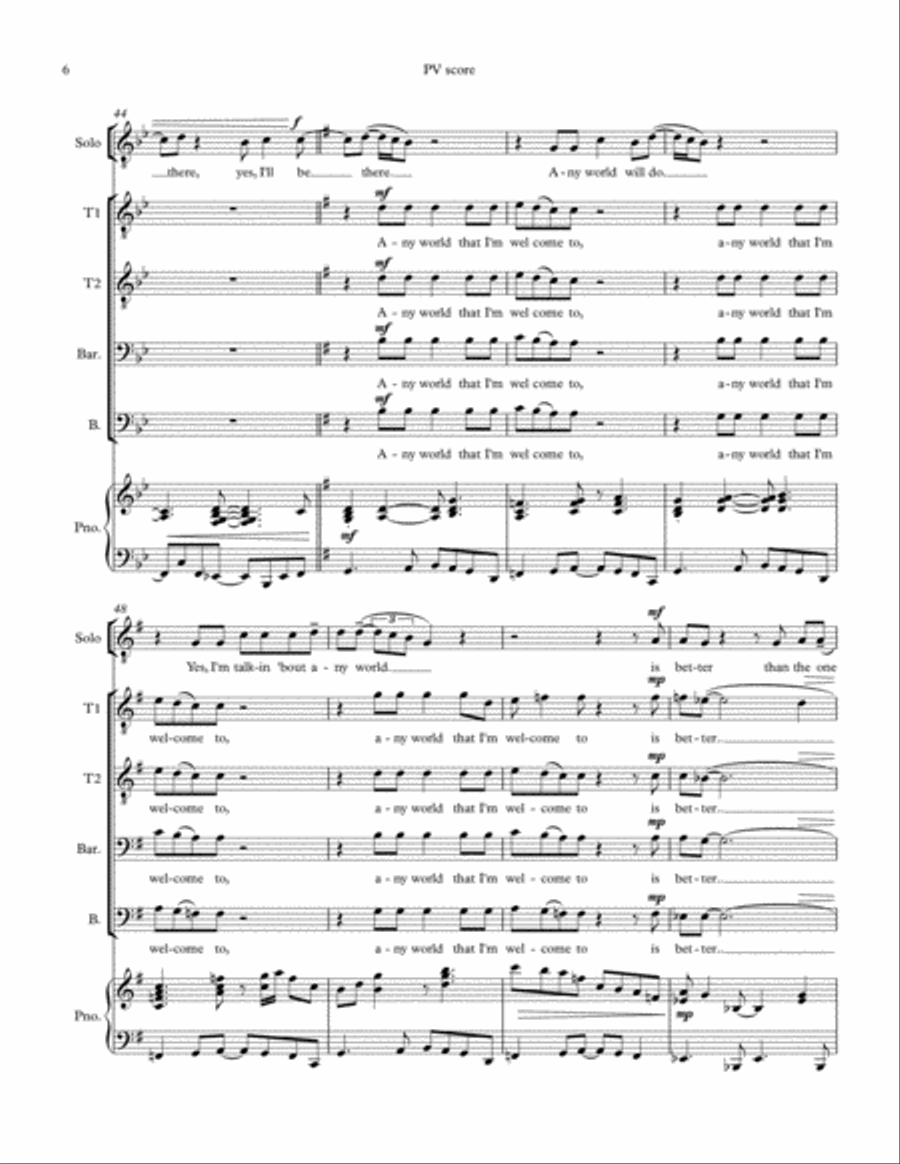 Any World (that I'm Welcome To) TTBB scores gallery preview page 6