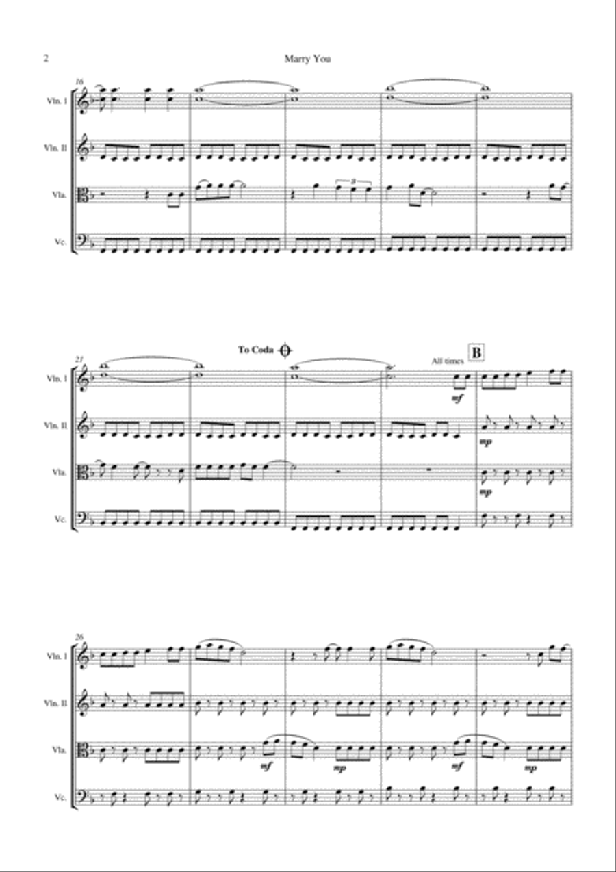Marry You String Quartet scores gallery preview page 4