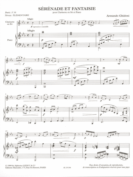 Serenade Et Fantaisie (clarinet & Piano)