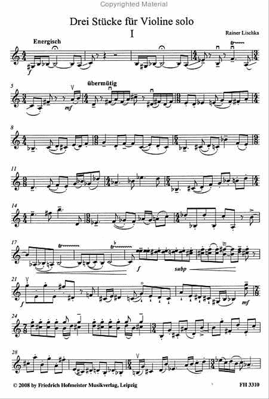3 Stücke für Violine Violin Solo scores gallery preview page 2