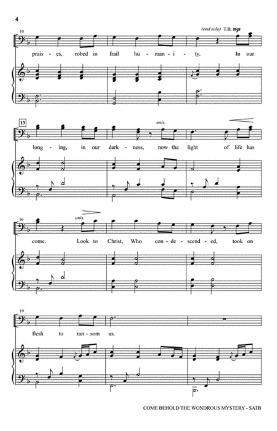 Come Behold the Wondrous Mystery 4-Part scores gallery preview page 3