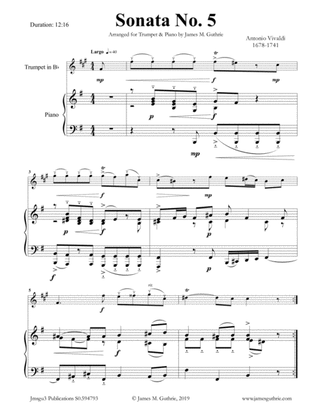 Book cover for Vivaldi: Sonata No. 5 for Trumpet & Piano