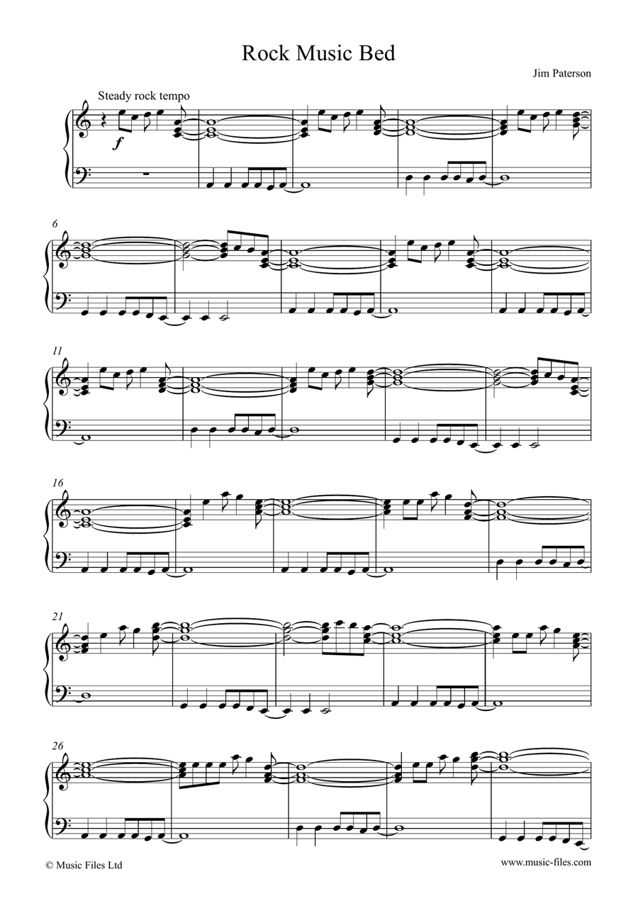 Rock Music Bed - Piano Solo Piano Solo scores gallery preview page 1