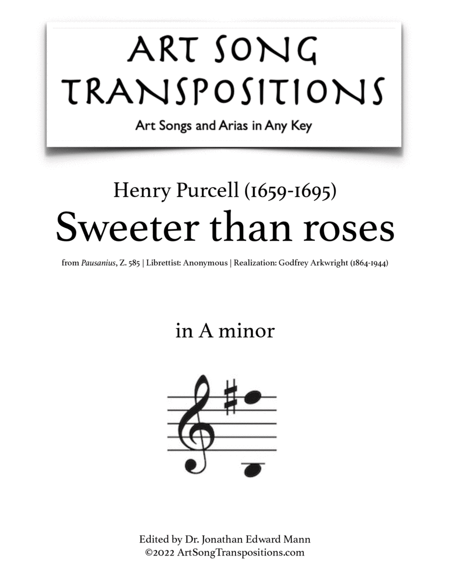 PURCELL: Sweeter than roses (transposed to A minor)