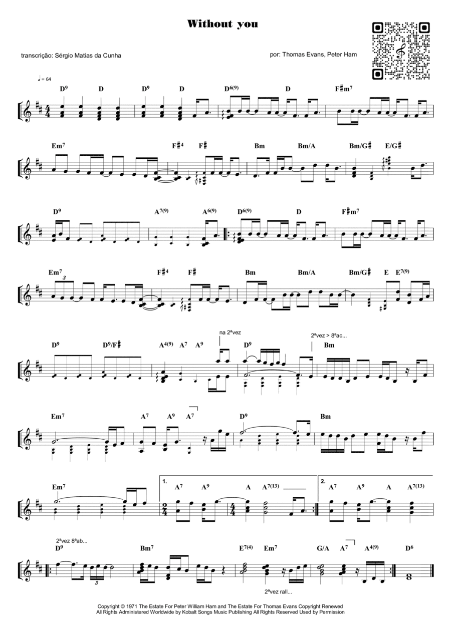 Without You Piano Solo scores gallery preview page 1