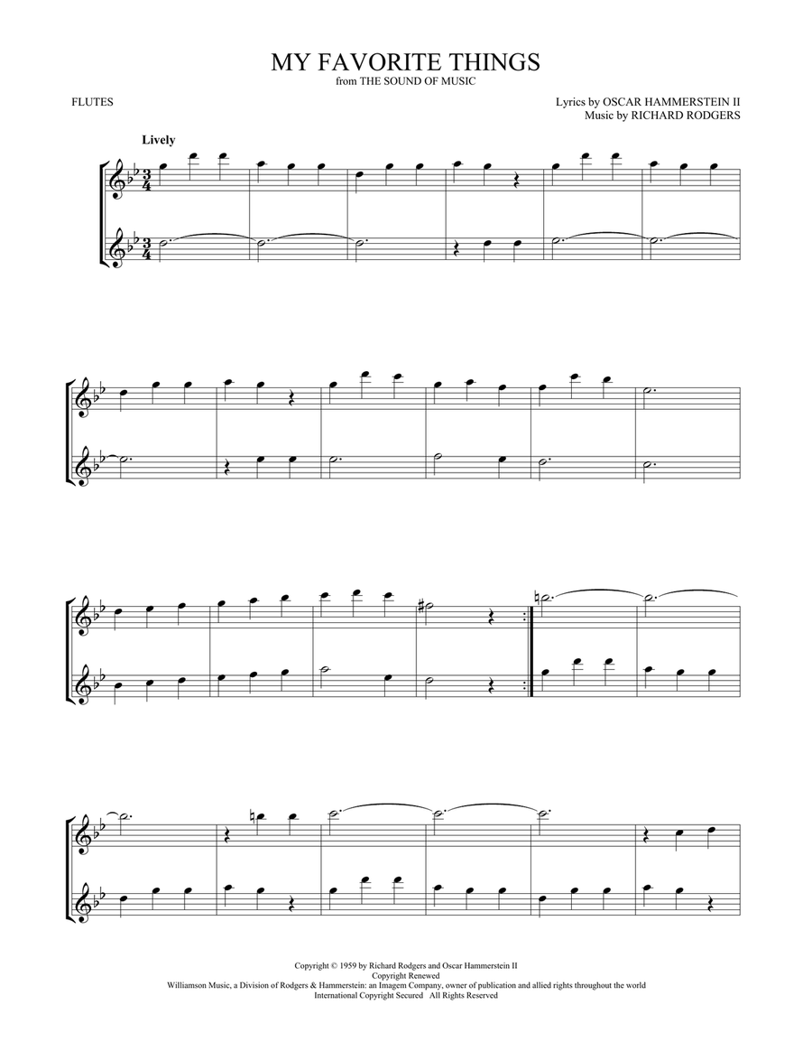 My Favorite Things (from The Sound Of Music) Flute Duet scores gallery preview page 1