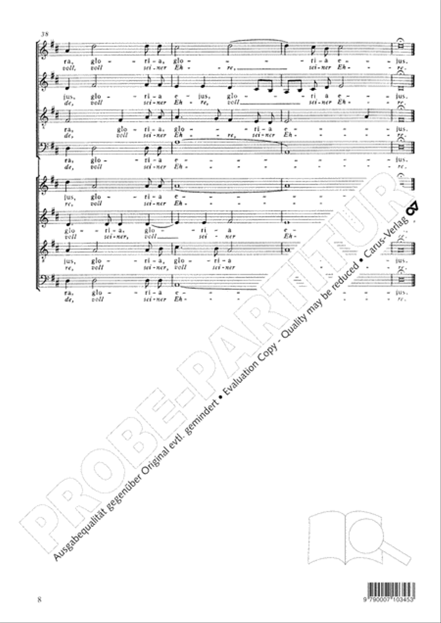 Sanctus in D major (Heilig) 4-Part scores gallery preview page 9