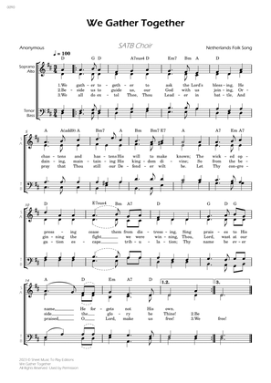 We Gather Together - SATB Choir - W/Chords