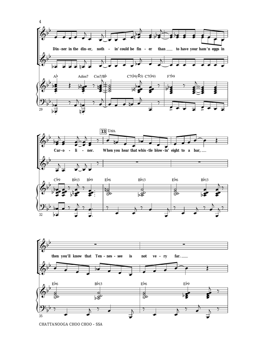 Chattanooga Choo Choo (arr. Mark Brymer) SSA scores gallery preview page 4