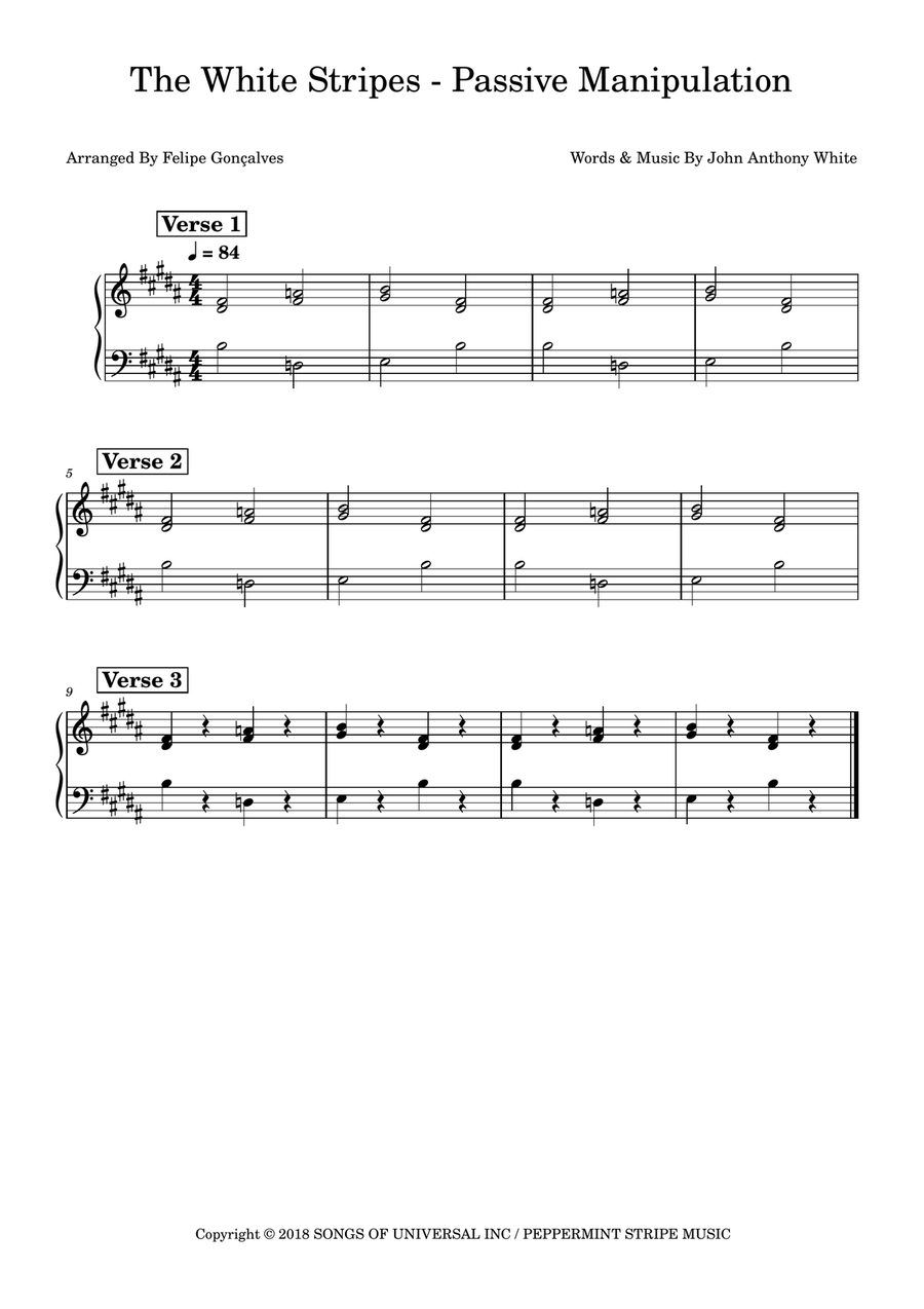 Passive Manipulation Easy Piano scores gallery preview page 1