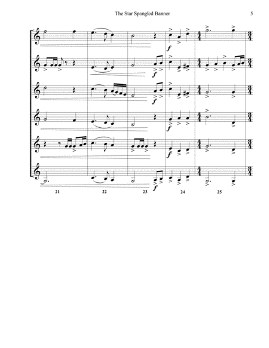 Star Spangled Banner - Trumpet Ensemble Trumpet Solo scores gallery preview page 5