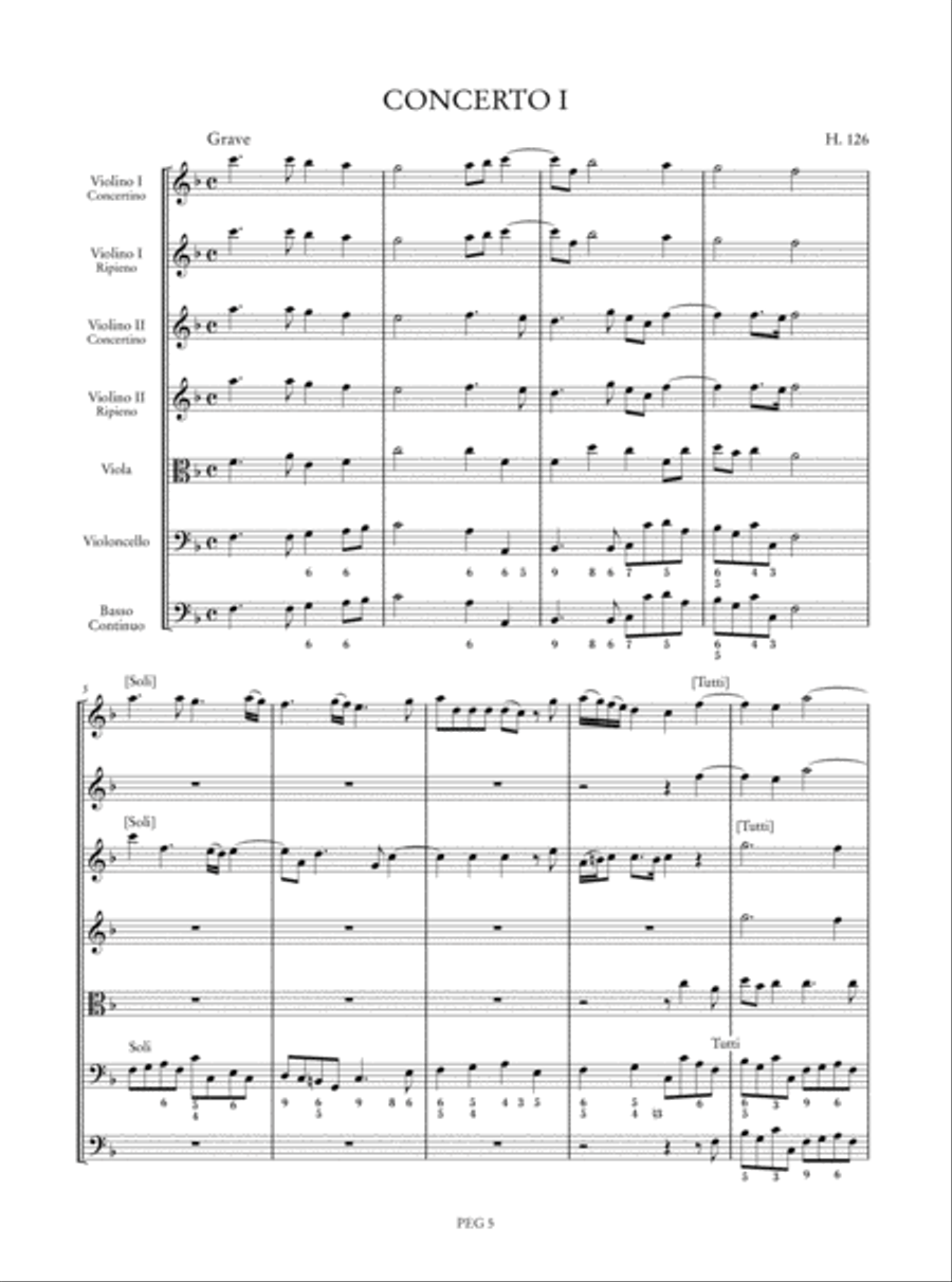 6 Concertos after Corelli Opp. 1 & 3 (H. 126-131) Orchestra scores gallery preview page 2