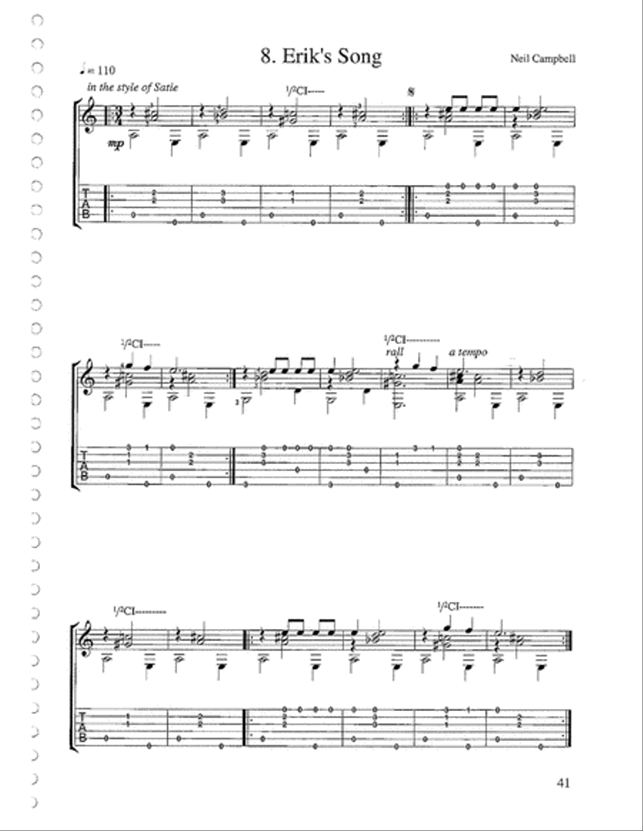 Erik's Song Classical Guitar scores gallery preview page 1