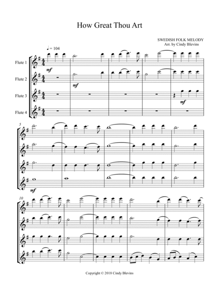 How Great Thou Art, for Flute Quartet image number null