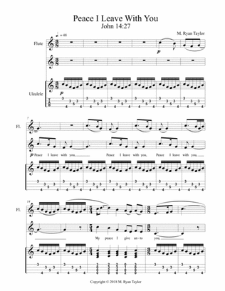 Peace I Leave With You (John 14:27) : Vocal Solo with Flute or Clarinet and Ukulele Tablature