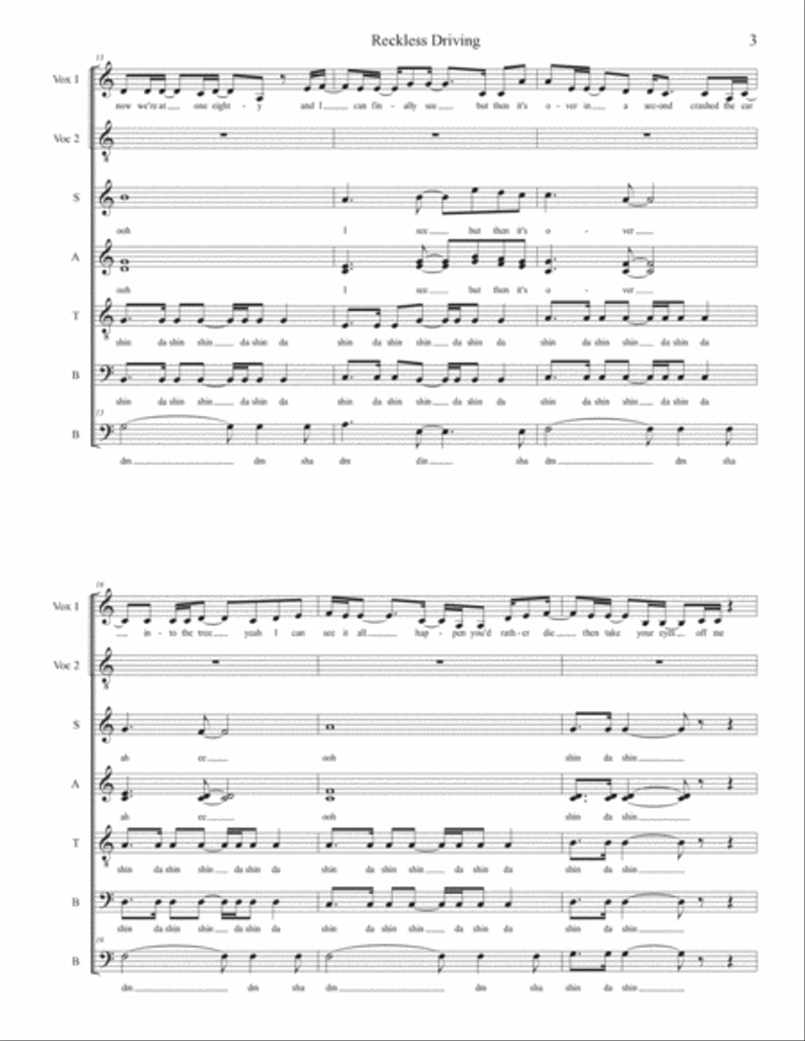Reckless Driving Feat. Ben Kessler 4-Part scores gallery preview page 3