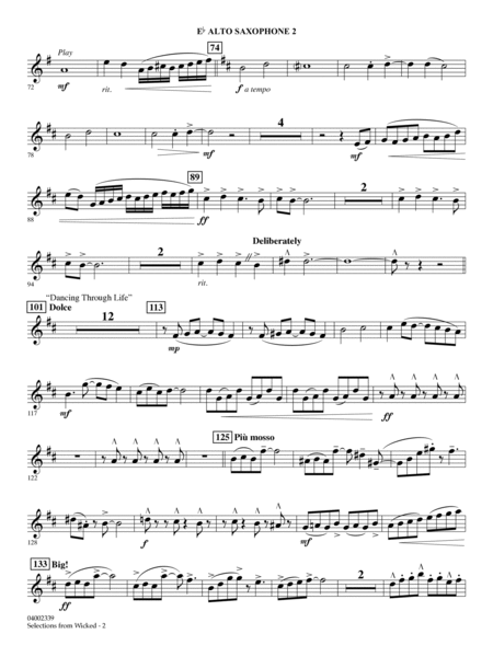 Selections from Wicked (arr. Jay Bocook) - Eb Alto Saxophone 2