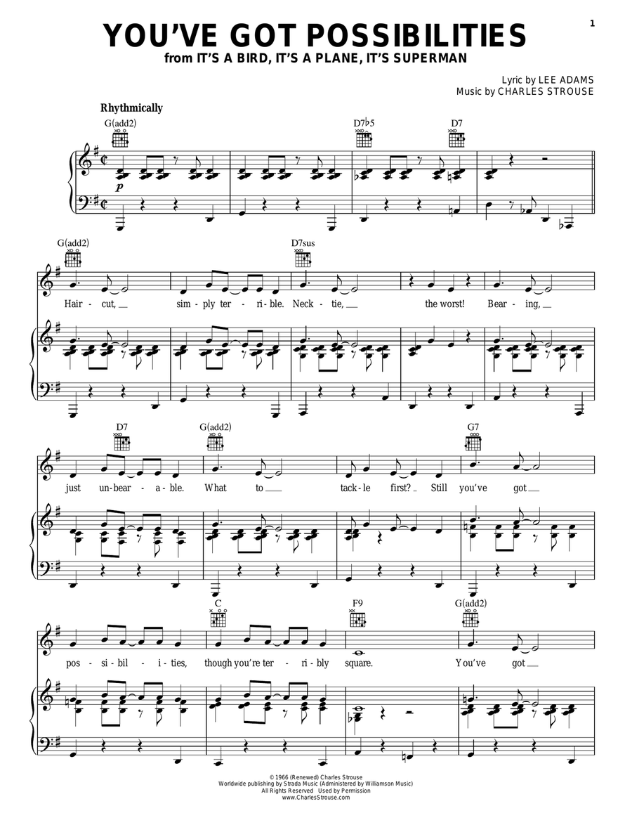 You've Got Possibilities Piano, Vocal, Guitar scores gallery preview page 1