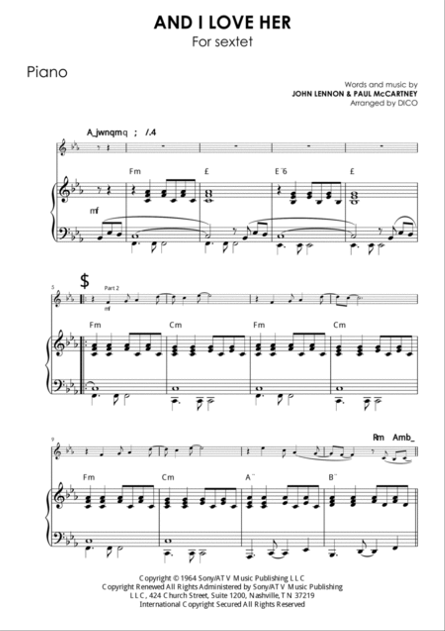 And I Love Her Piano scores gallery preview page 2