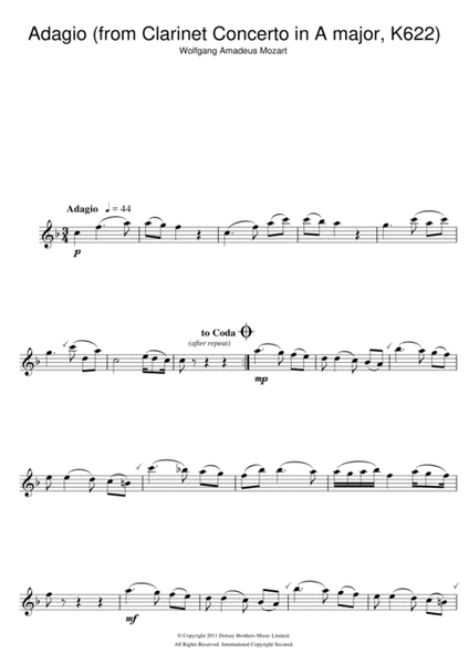 Slow Movement Theme (from Clarinet Concerto K622)