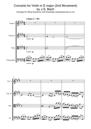 Bach Violin Concerto in E Major (2nd Movement) Arranged for String Quartet