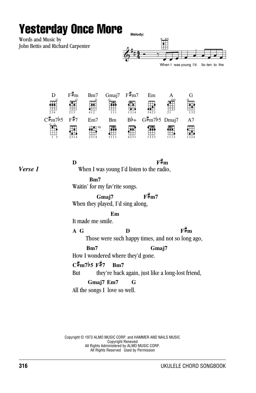 Yesterday Once More Ukulele scores gallery preview page 1
