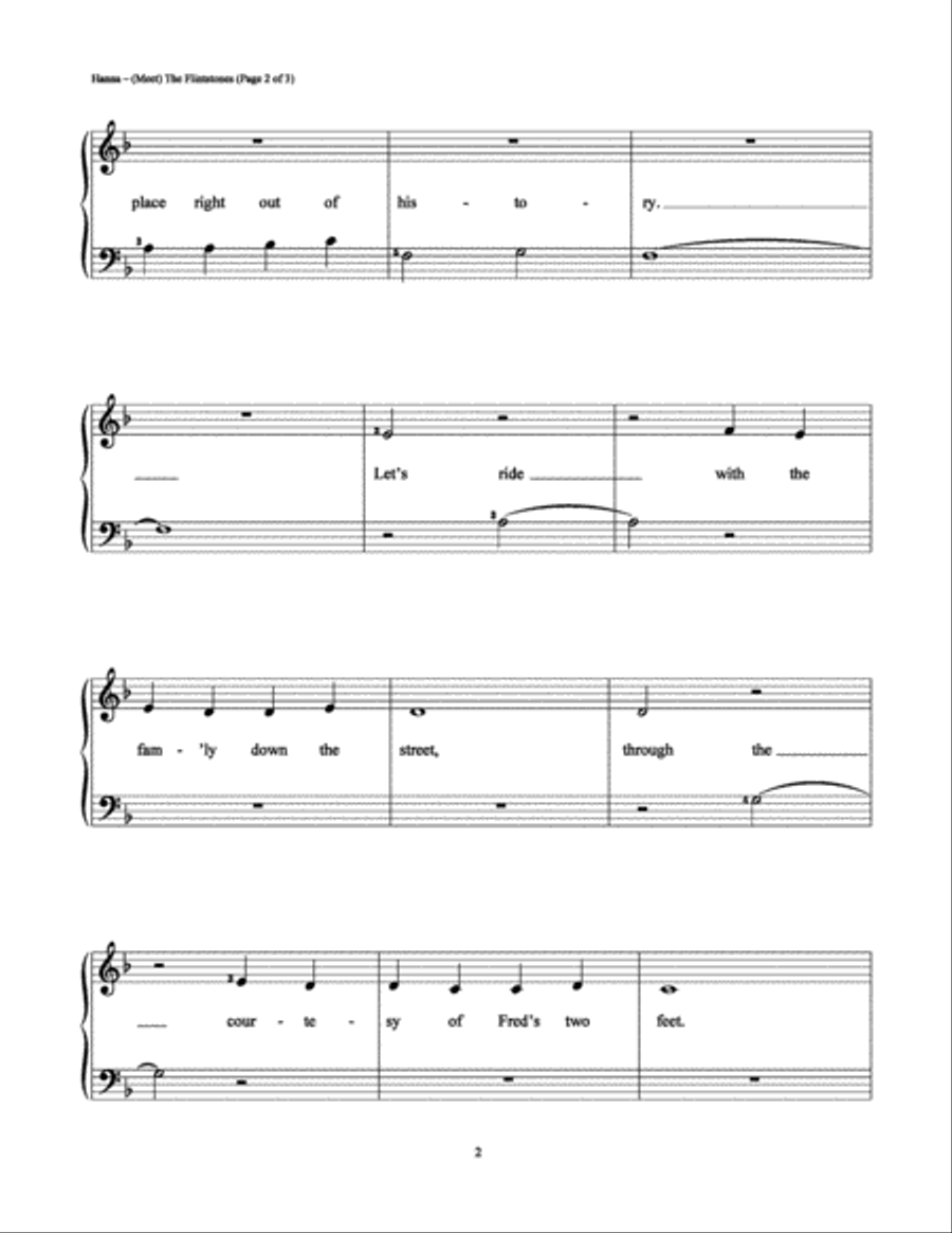 (Meet) The Flintstones Easy Piano scores gallery preview page 2