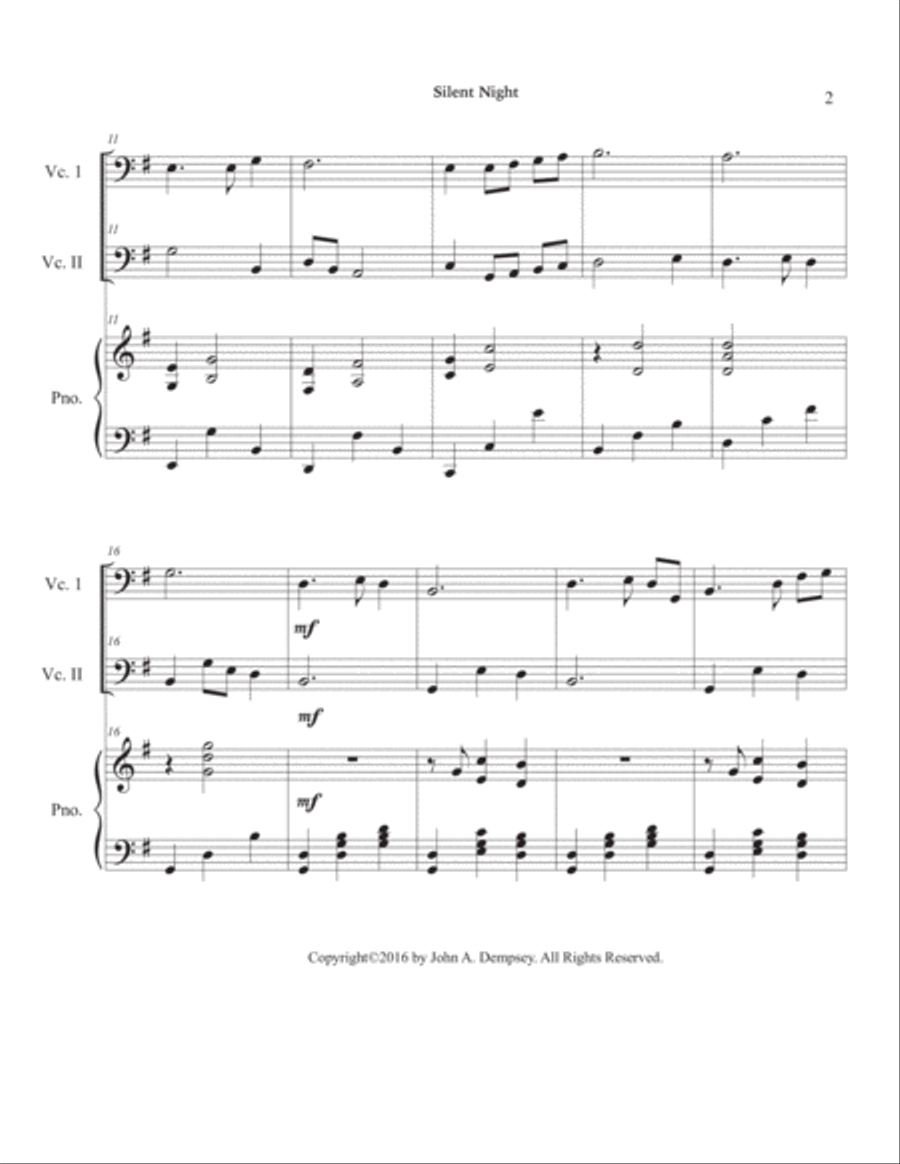 Silent Night (Trio for Two Cellos and Piano) String Duet scores gallery preview page 6